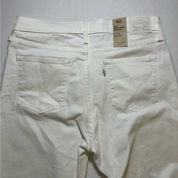 Levi’s 721 High Rise Skinny Jeans White Denim Womens Plus Size 16 NWT - Picture 4 of 8
